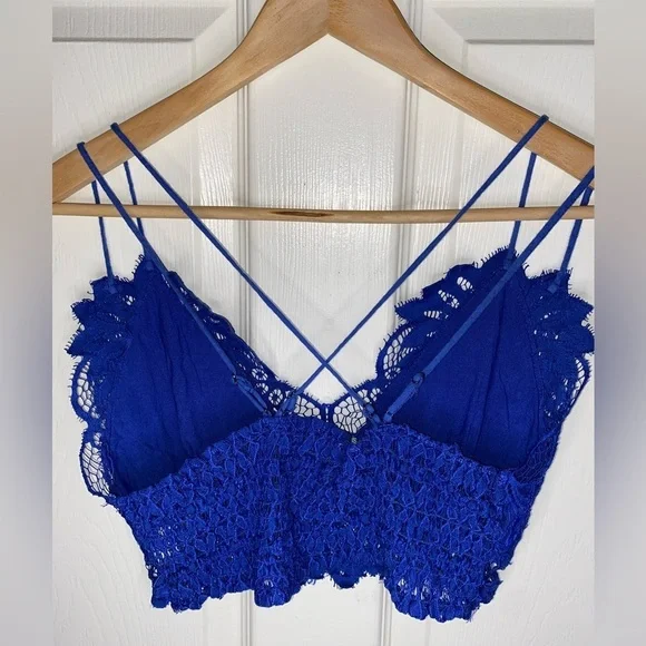 Peach Love California Lace Bralette โ Royal Blue โ Size Large Boho - Picture 5 of 6